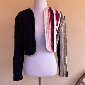 SOUTHWEST SERAPE JACKET Embellished Sequins Pink Leather Coyote By HEPBURN Sz M